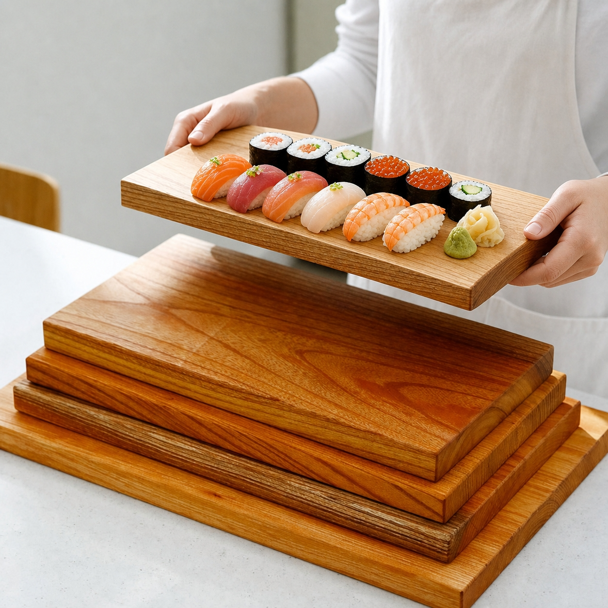 국산 느티나무 통원목 나무 도마 가정용 캠핑 서빙보드 결담음 양면 도마 5size - 상품 이미지