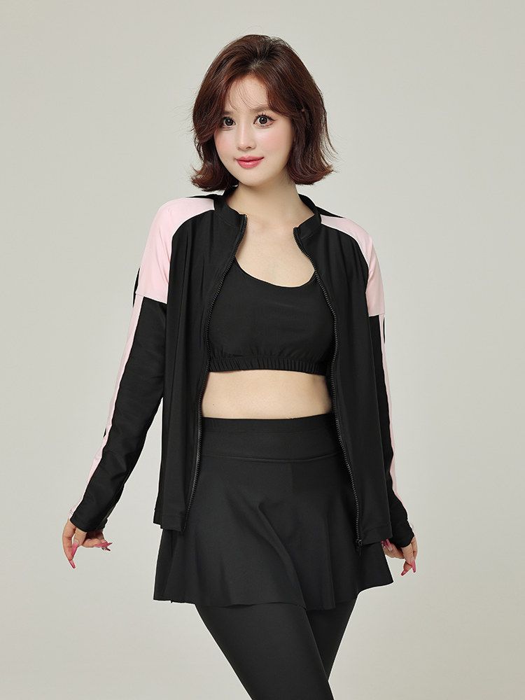 여성빅사이즈래쉬가드 여성래쉬가드세트 비치웨어 긴팔 루즈핏 집업 여자 상하의 수영복 상의 그 3XL (120-160 권장) - 상세 이미지 4