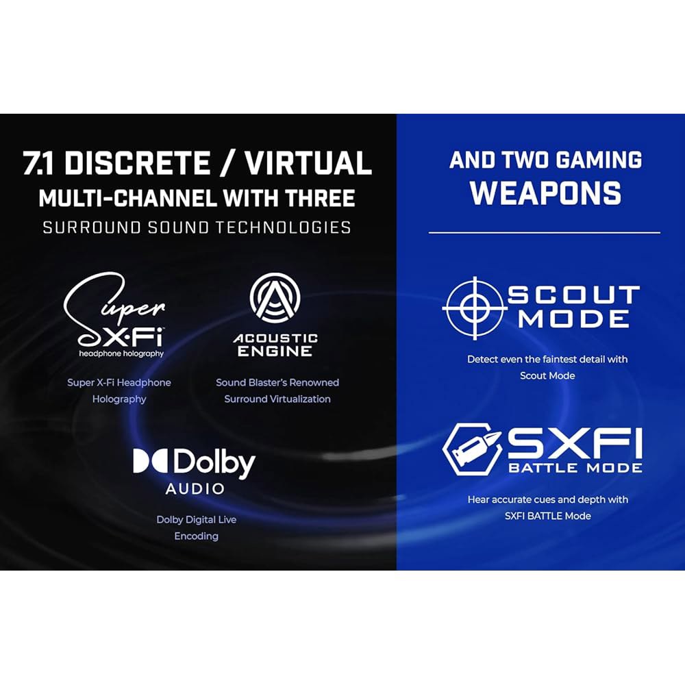 크리에이티브 사운드 블래스터 X4 고해상도 24비트 /192kHz DAC USB 외부 이 타르제타 데 소니도 앰프, 멀티캐널, 서라운드 디스크레토 7.1, 엔트라다 카소스 파라 - 상세 이미지 3