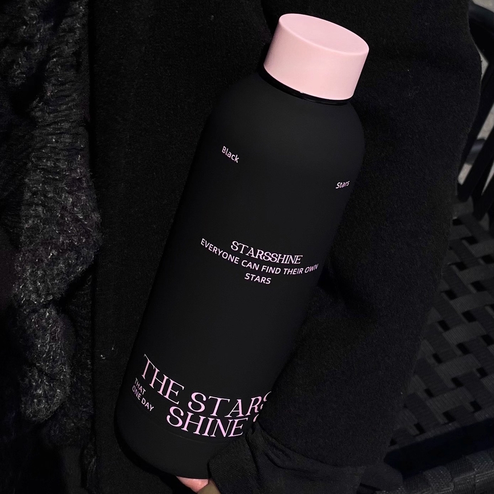 심플 블랙핑크 보온 물병 500ml 대용량 스포츠 헬스 러닝 컵 스테인리스 스틸 스타즈 블랙 500ml - 상세 이미지 2