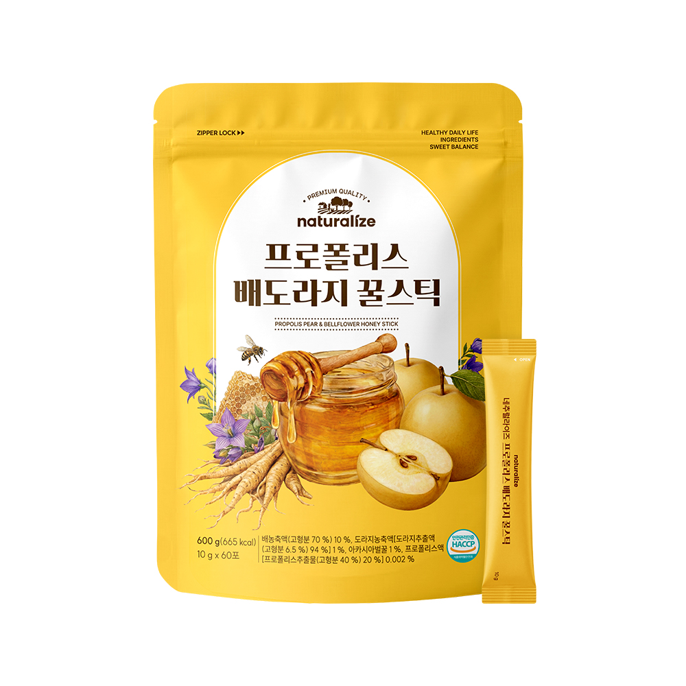 네추럴라이즈 프로폴리스 배도라지 꿀스틱 60포, 1개 - 상품 이미지