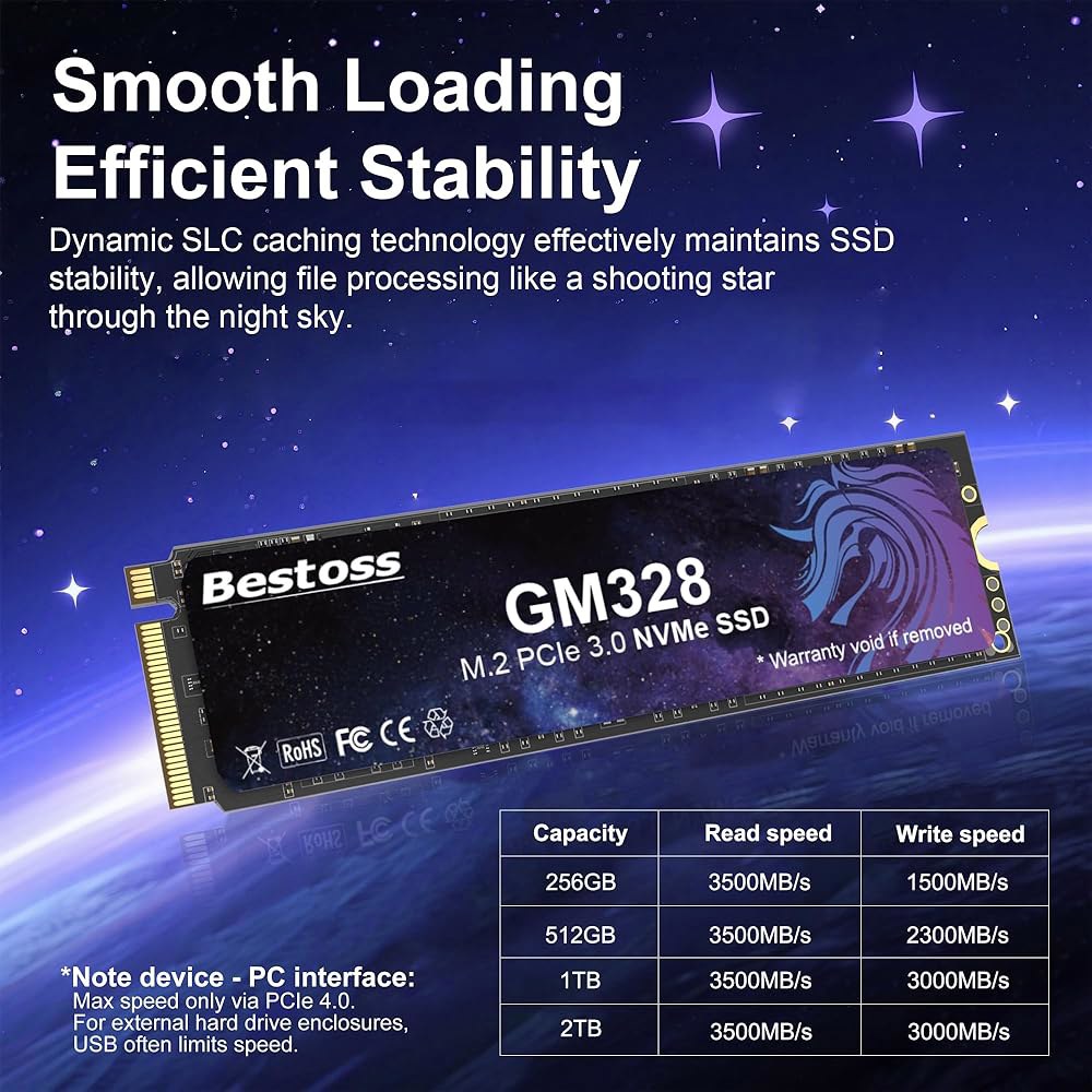 512GB PCIe Gen3 NVMe M.2 SSD, 2280 3D NAND 내장 솔리드 스테이트 드라이브, 다이내믹 SLC 캐시, 최대 3500MB/s, 학생용, 사무실 업무, - 상세 이미지 3