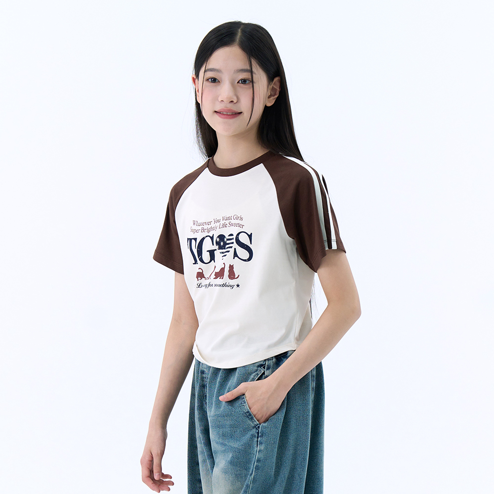 [N배송] 더데이걸 힙티지 소매 배색 레글런 티셔츠 TGRA26515 이미지 8