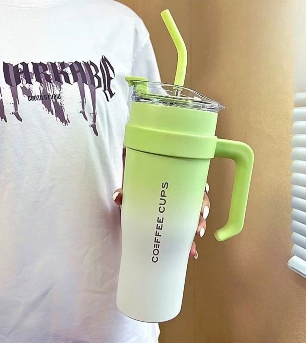 블랙핑크 텀블러 보온 보냉 대용량 1200ml 물병 차량용 머그컵 스테인리스 빨대 블랙핑크 블랙  1200ml - 상세 이미지 5