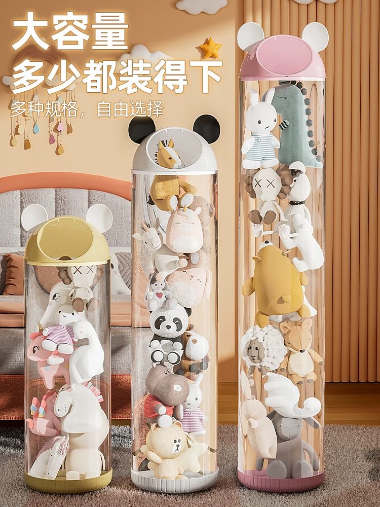 투명 인형보관타워 인형 귀여운 지퍼형 피규어 정리 아크릴 수납 보관함 팬더 귀 흰색 높이 1.12m 30cm - 상세 이미지 2
