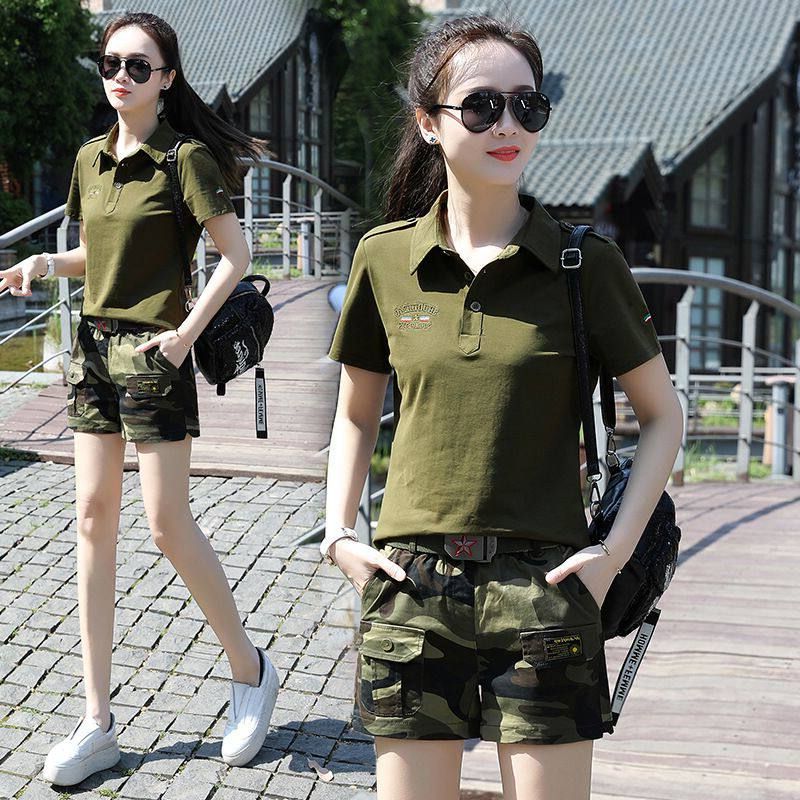 군복 자켓 반팔 투피스세트 티셔츠 반팔티 상하의 남성 트레이닝 반바지 여름 남자 캐주얼 - 상세 이미지 2