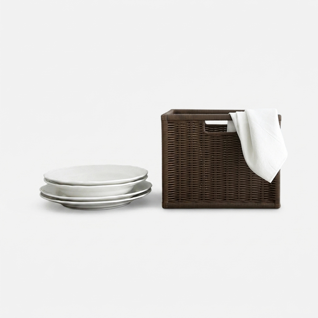알로타 바스켓 6L 라탄 WP3001 305x305x240mm, 1단, 다크브라운 7375.1336 이미지 6