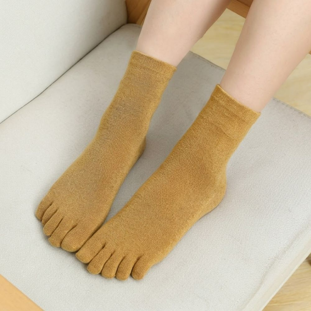 파이브핑거스양말 쪼리양말 여성발가락면 중목 무지 - 상품 이미지
