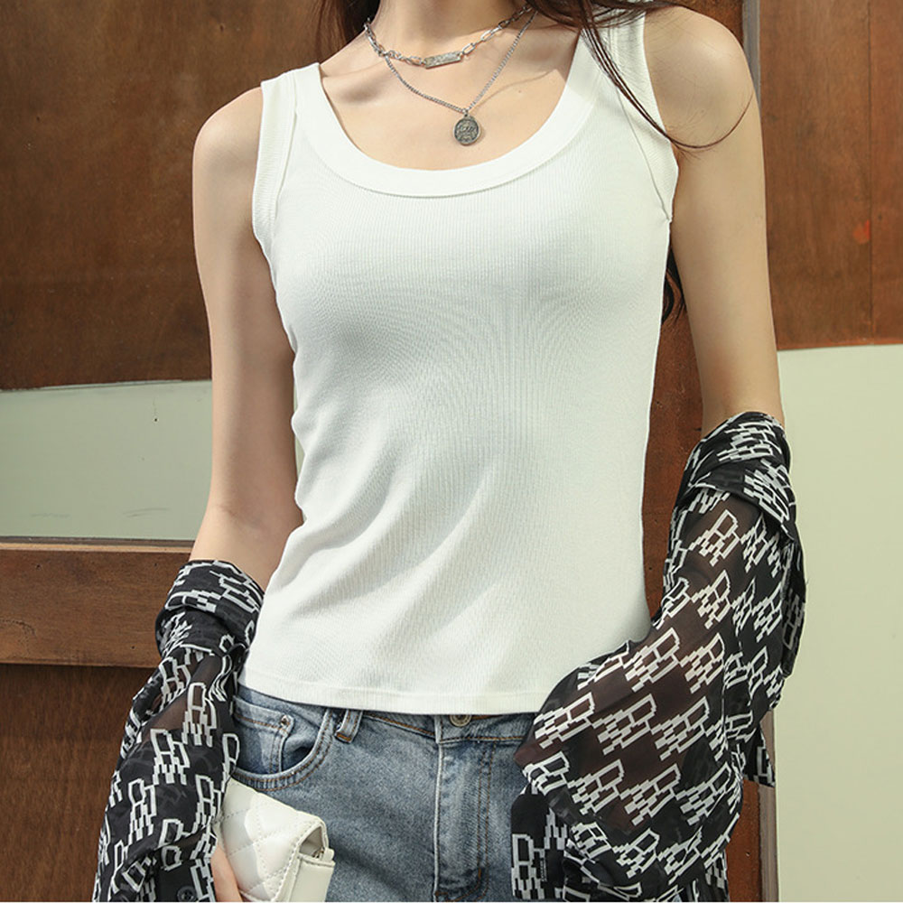 U넥 골지 스판 민소매 나시 3color DK-0023 - 상품 이미지