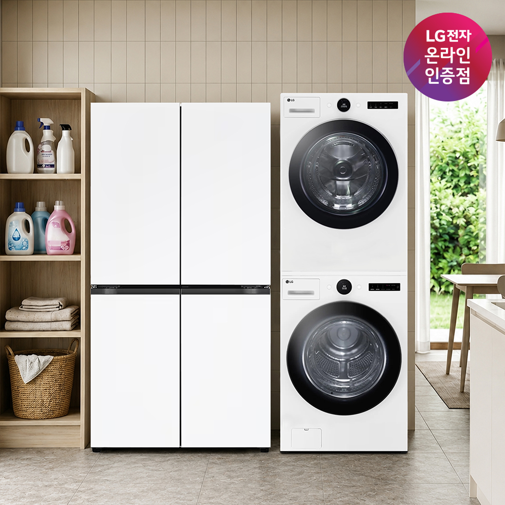LG 디오스 AI 오브제컬렉션 매직스페이스 냉장고 + LG 트롬 세탁기건조기 세트 (T876MQQ111 + FX23WNR-2WQ) - 상품 이미지
