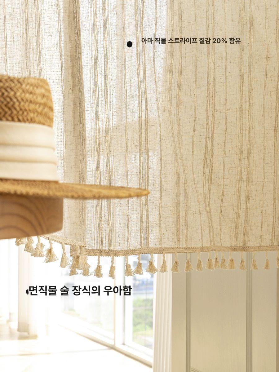 도어 파티션 린넨 가리개 커튼 베란다 창문 가림막 주방 양치 스타일 [봉 없음] 75x120cm - 상세 이미지 4