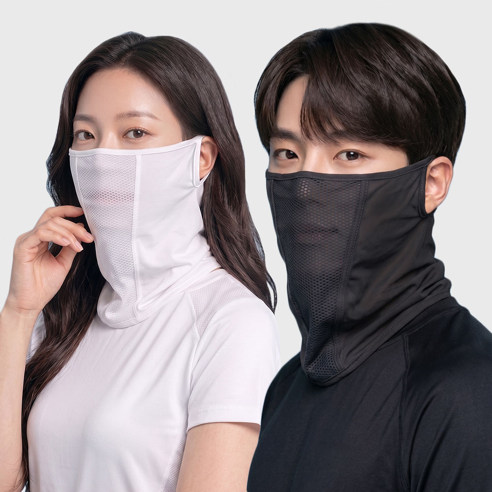 [슈퍼특가] 1+1 자외선차단 쿨 골프 마스크 냉감 페이스 얼굴 햇빛 가리개 러닝 자전거 - 상품 이미지