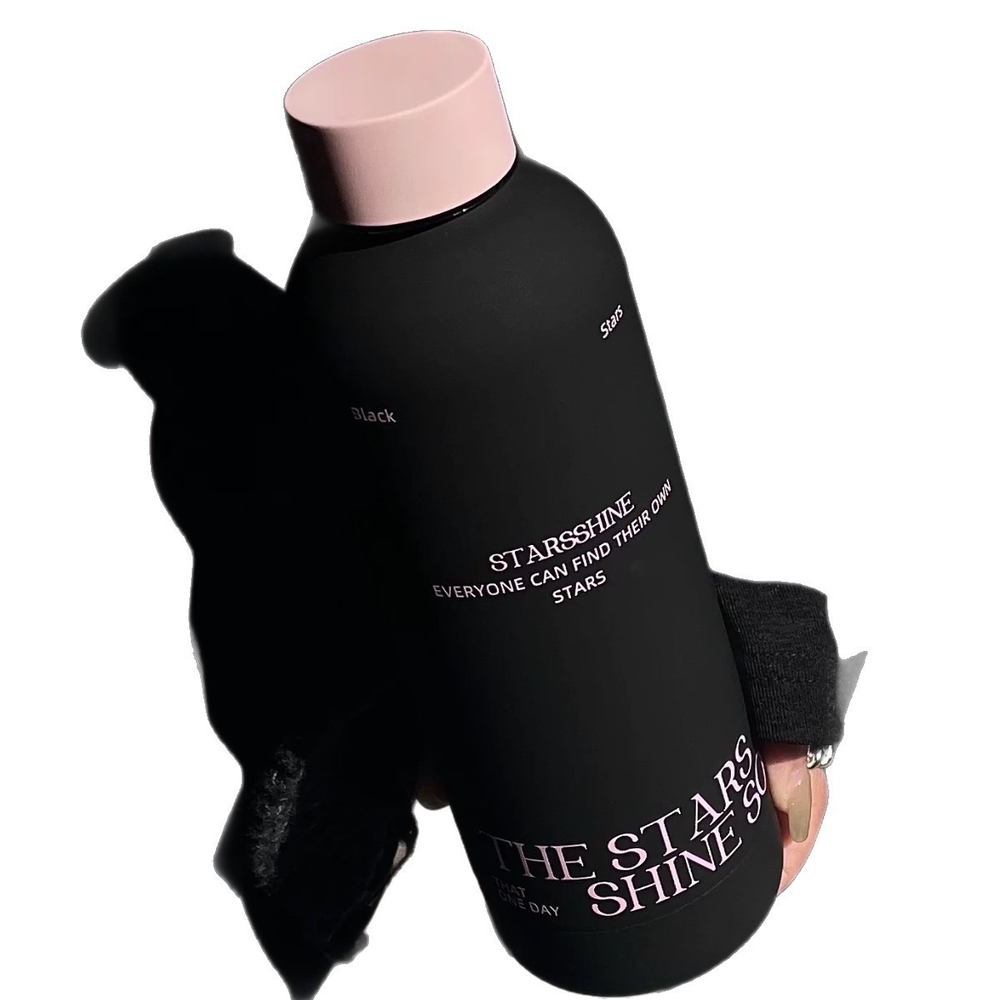 심플 블랙핑크 보온 물병 500ml 대용량 스포츠 헬스 러닝 컵 스테인리스 스틸 스타즈 블랙 500ml - 상세 이미지 5
