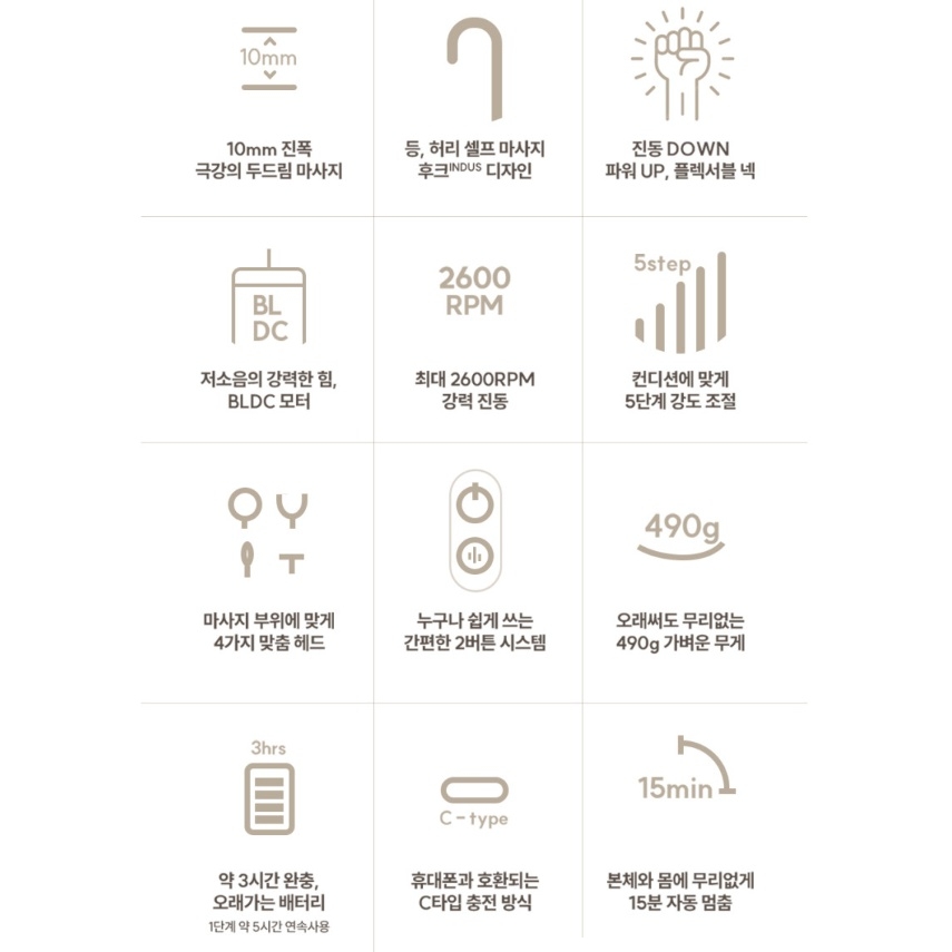 무선 전동 셀프 마사지건 갈고리형 목어깨 BLDC 전기안마기 이미지 6
