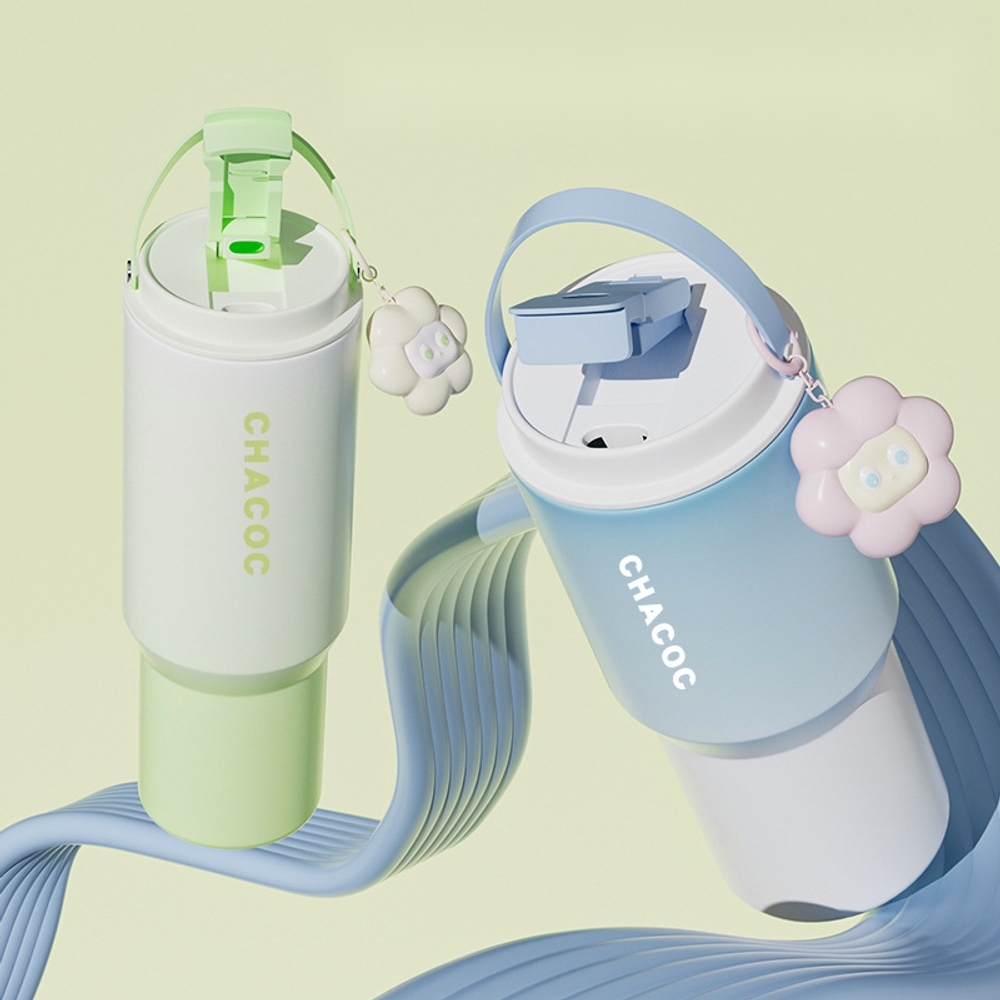 캔디파스텔 텀블러 보온 보냉 600ml 900ml 대용량 진공 단열 물병 316 스테인리스 그라데이션 그린 600ml - 상세 이미지 2