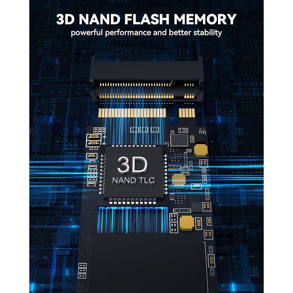RAOYI 1TB NVMe 내장 솔리드 스테이트 드라이브 M.2 2280 PCIe Gen4x4 SSD, 최대 5000MB/s, PS5 노트북 데스크탑용 SLC 캐시, 스토리지 및 - 상세 이미지 3