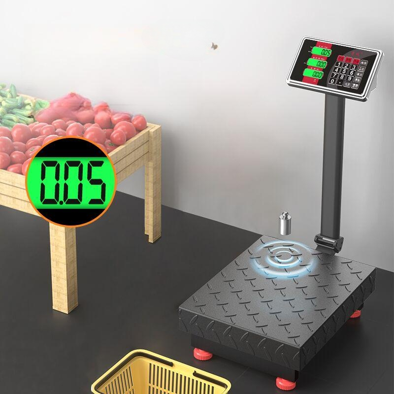 스탠딩 전자저울 상업용 마트 쌀 과일 생선 고기 무게 표준 150kg 블랙 30x40 - 상품 이미지