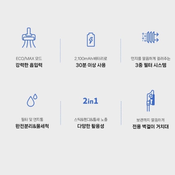 스틱형 무선청소기 2IN1 핸디형 헤드회전 셀프스탠딩 무선청소기 이미지 8