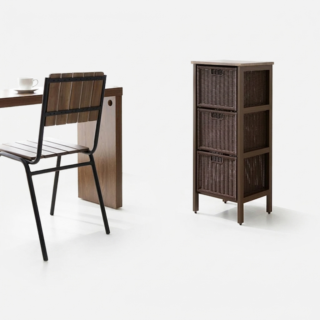 알로타 바스켓 6L 라탄 WP3001 305x305x240mm, 1단, 다크브라운 7375.1336 이미지 8