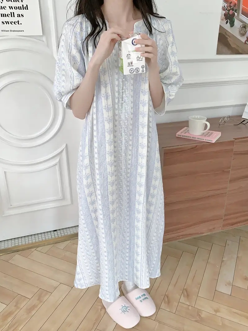 반팔잠옷 빅사이즈 요루면 반바지 수유 임산부 홈웨어 파자마 여름 이미지 6