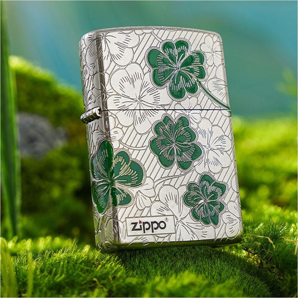 ZIPPO 라이터 네잎클로버 방풍 기름 오일 - 상품 이미지