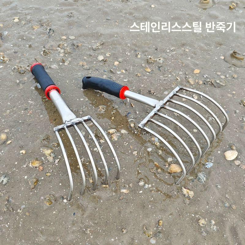 고구마 감자 캐는 괭이 스테인레스 농기구 스텐 갈고리 직선 손잡이 5개 이빨 - 상세 이미지 4