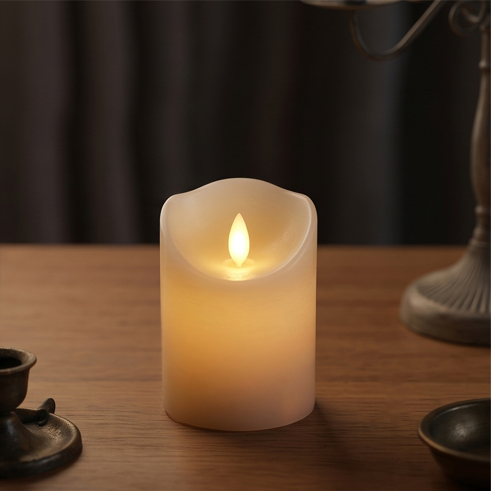 LED 흔들리는 촛불 전자 조명 가짜 초 건전지 양초 캔들 3size 10cm, 전구색 - 상품 이미지