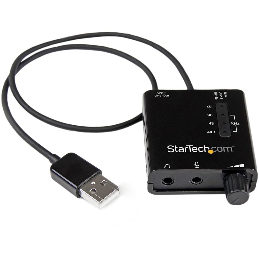 노트북 또는 PC용 USB 사운드 카드 u2013 SPDIF 출력(ICUSBAUDIO2D), 블랙 0.6인치 x 1.8인치 w / 디지털 오디오 및 스테레오 마이크 외장 - 상품 이미지