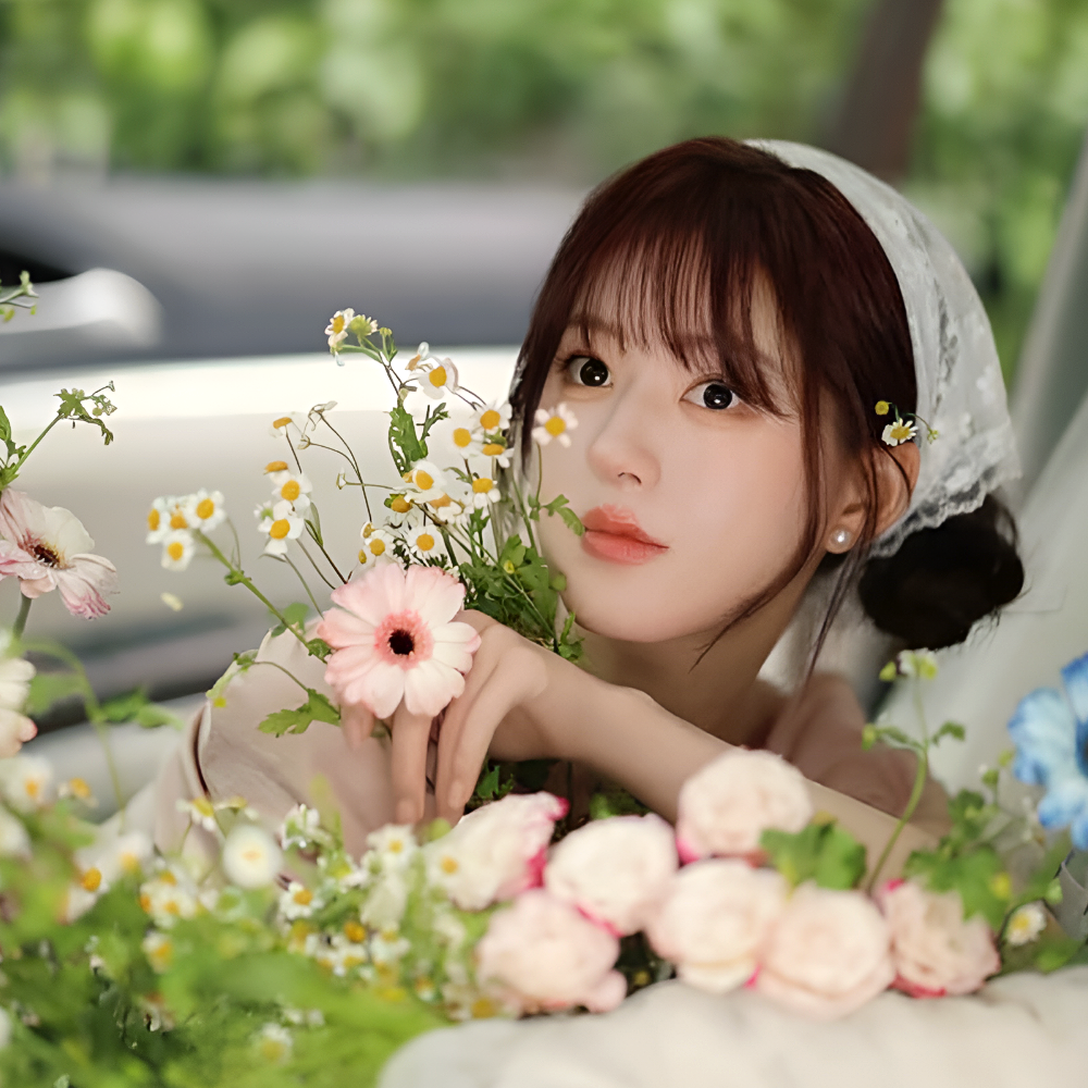 레이스 헤어스카프 뜨개 꽃 헤드 삼각 두건 반다나 빈티지 머리두건 - 상세 이미지 2