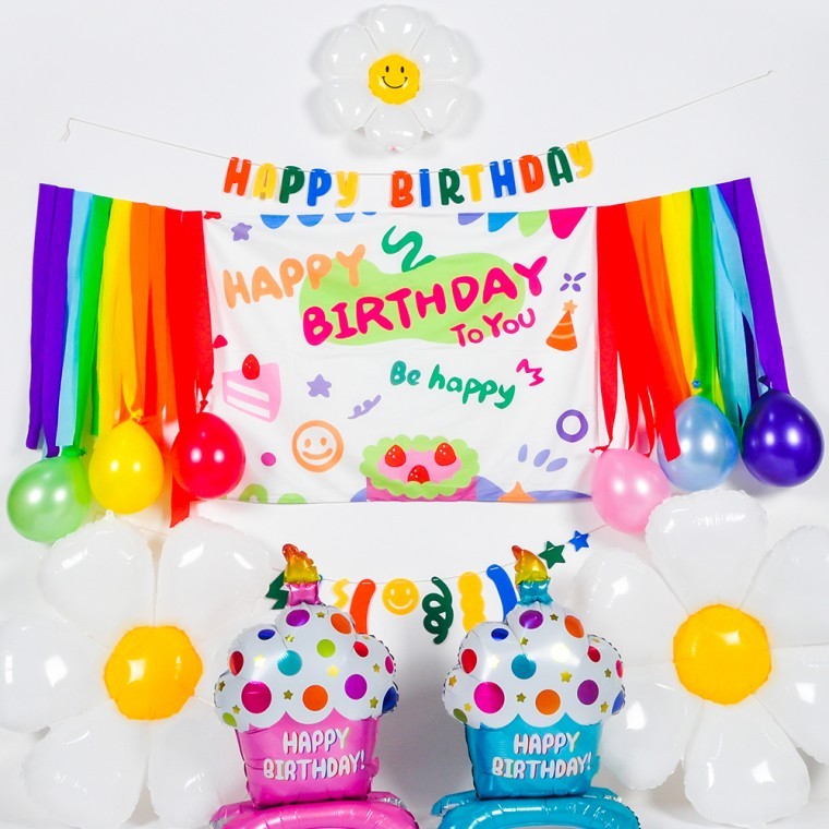 스케치생일파티현수막감성B타입 장식 배너 가랜드 - 상품 이미지
