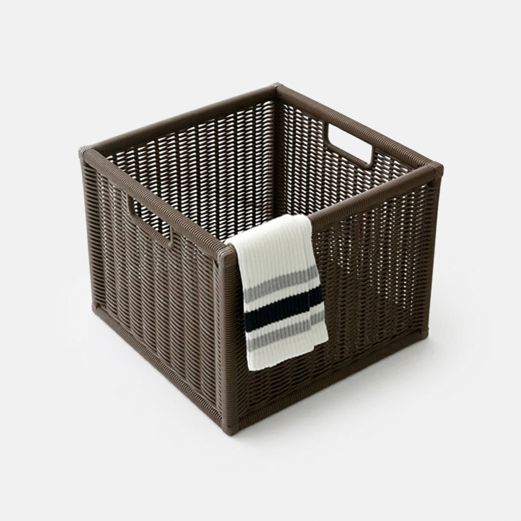 알로타 바스켓 6L 라탄 WP3001 305x305x240mm, 1단, 다크브라운 7375.1336 - 상세 이미지 5
