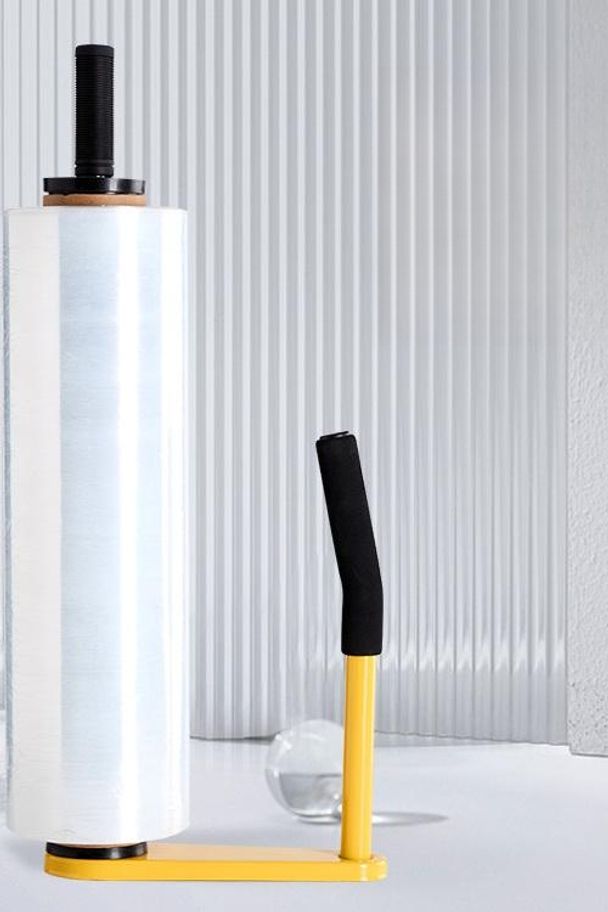 수동 파렛트 랩핑기 물류 창고 박스 랩포장 걸이대 옐로우 - 상품 이미지