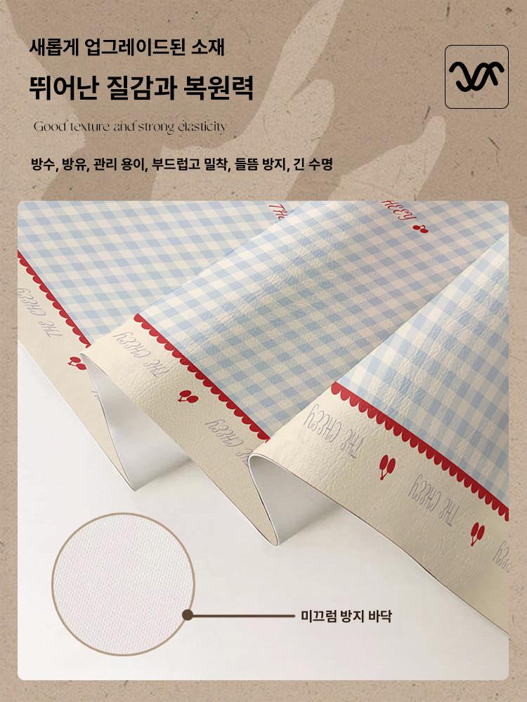 체크 서랍장러너 테이블 콘솔 매트 실리콘 가죽 덮개 체리체크 TV 캐비닛 사이드보드 현관 신발장 침대 옆장 35x150cm - 상세 이미지 4