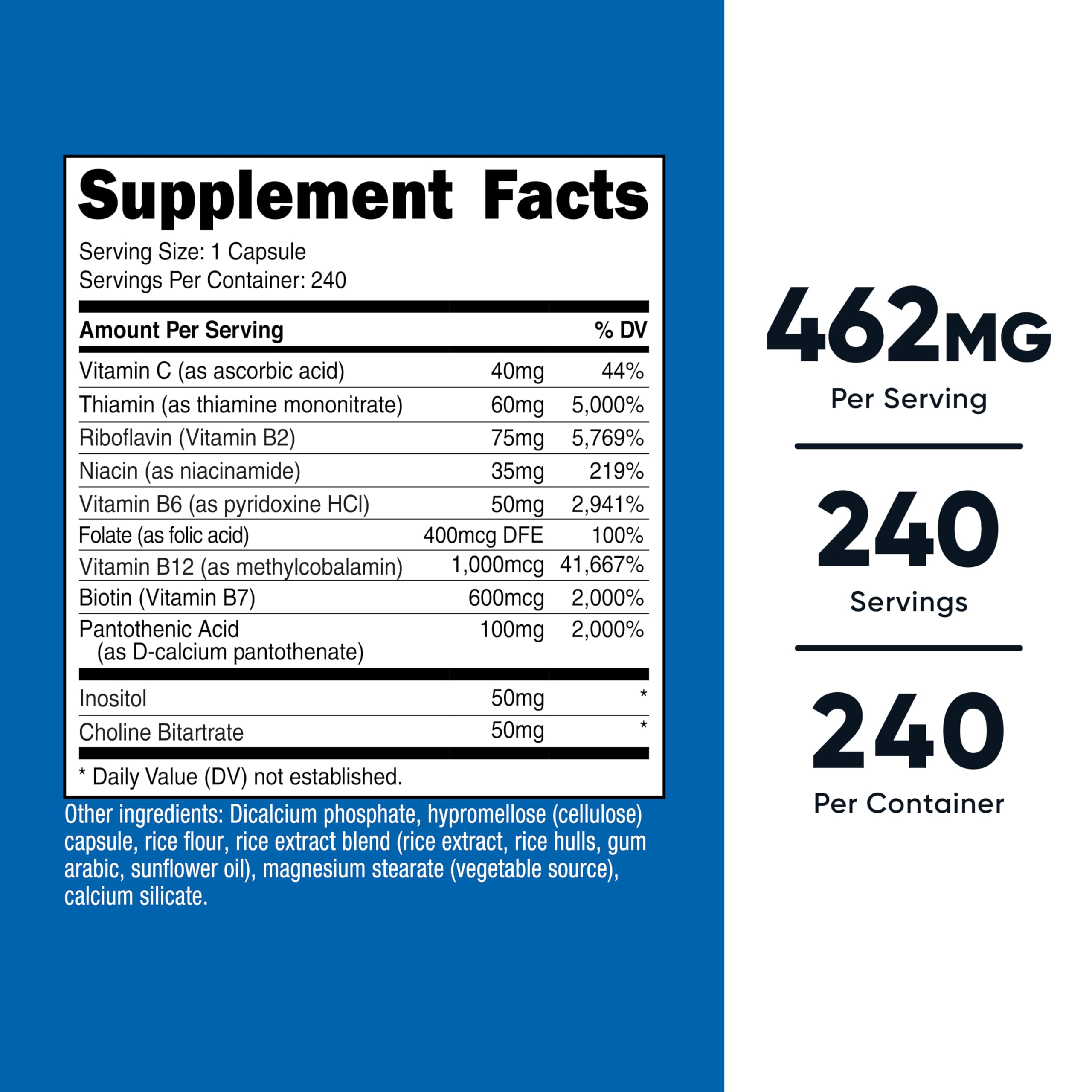 비타민B비오틴 600mg 컴플렉스 240캡슐 글루텐프리 이미지 6