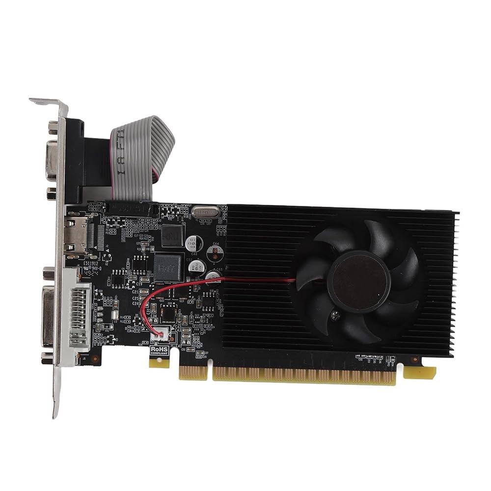 유니어 GT740 4GB 로우 프로파일 그래픽 카드, 128비트 싱글 팬 게이밍 그래픽, 팬이 있는 DVI VGA HDMI PCI E 3.0 X16 컴퓨터 비디오 엔트리 레벨 PC - 상품 이미지