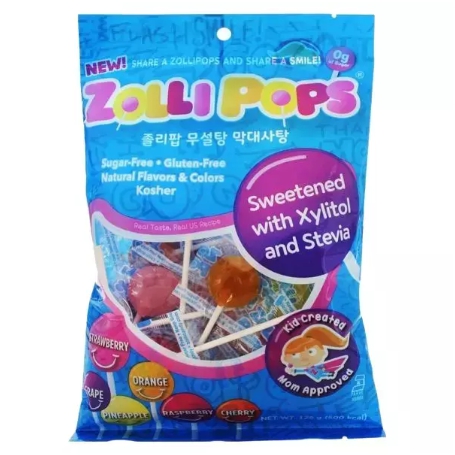 졸리팝 무설탕 막대사탕 125g 무색소 글루텐프리 저당캔디 개별포장 - 상품 이미지