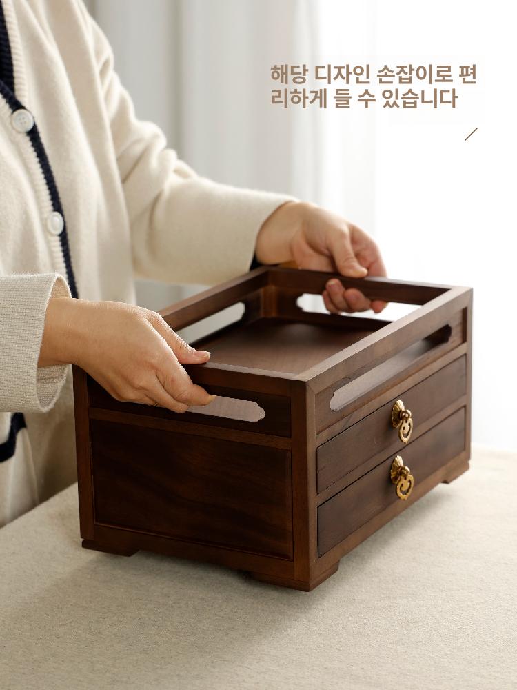 만년필 원목케이스 홀더 서랍 펜 연필 샤프 서재 장식 우아한 문성 호두나무 - 상세 이미지 4