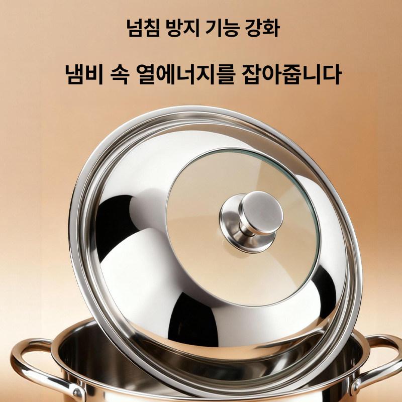 프리미엄 스테인리스 뚜껑 냄비 대형 볶음팬 커버 유리 스틸 투명 42cm A형 둥근 머리 40-41.3cm - 상세 이미지 3