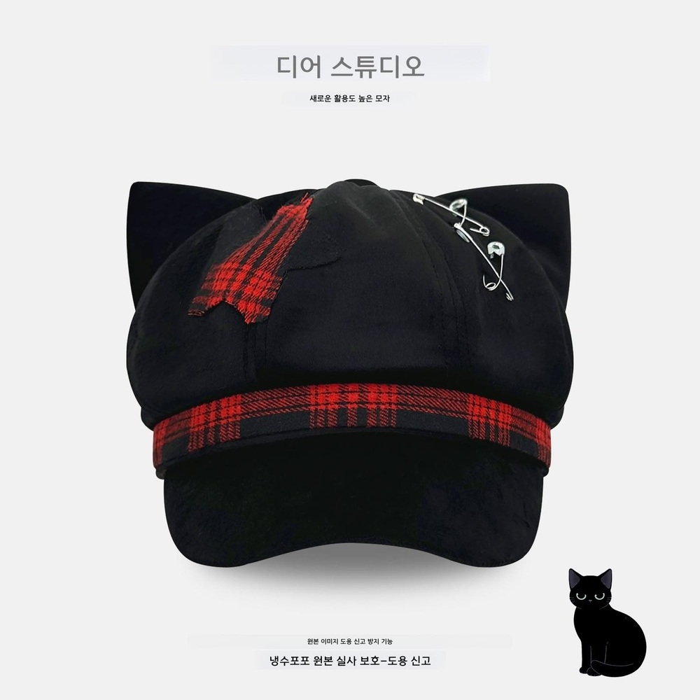 여성 베레모 팔각모자 가을 패션 빨간색 M 56-58cm - 상세 이미지 5