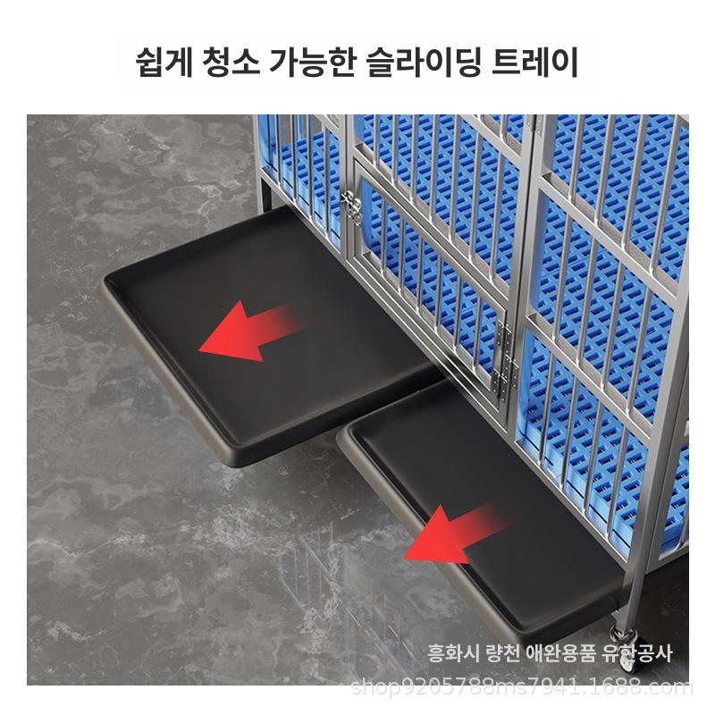 대형견 견사 중형견 스텐 조립 펜스 강아지 이동식 철제 유기견 철장 동물병원 케이지 78x52x65 조립식 - 상세 이미지 3