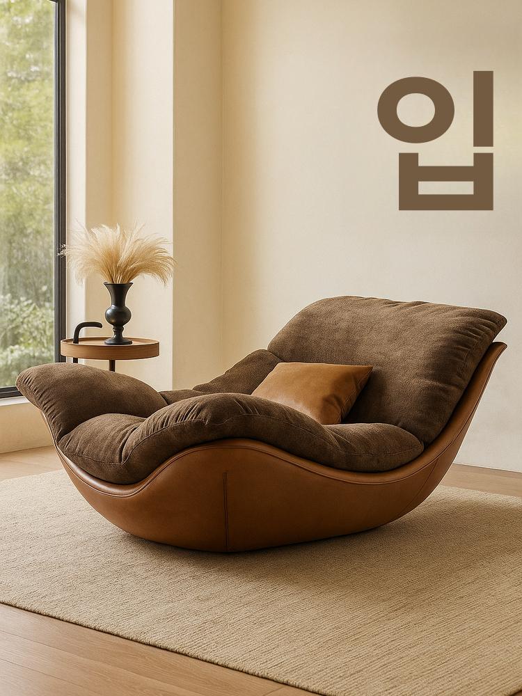 북유럽 디자인 거실 흔들 안락 소파 라운지 체어 휴식용 침실 의자 커피브라운 - 상세 이미지 3