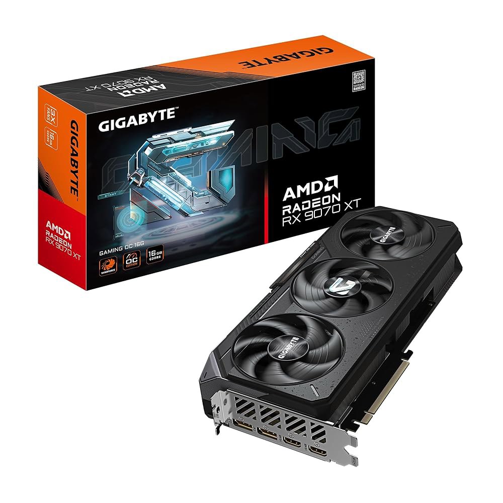 기가바이트 라데온 RX 9070 XT 게이밍 OC 16G 그래픽 카드, PCIe 5.0, 16GB GDDR6, GV-R9070XT OC-16GD 비디오 카드 - 상품 이미지