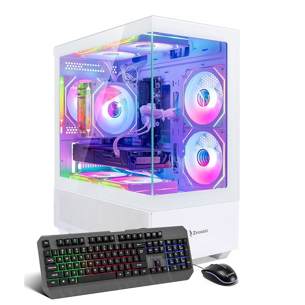 에보닉 화이트 게이밍 타워 u2013 코어 i9-11900F 최대 5.2GHz, 지포스 RTX 4060 8GB GDDR6, 32GB DDR4, 1TB NVMe SSD, WiFi - 상품 이미지