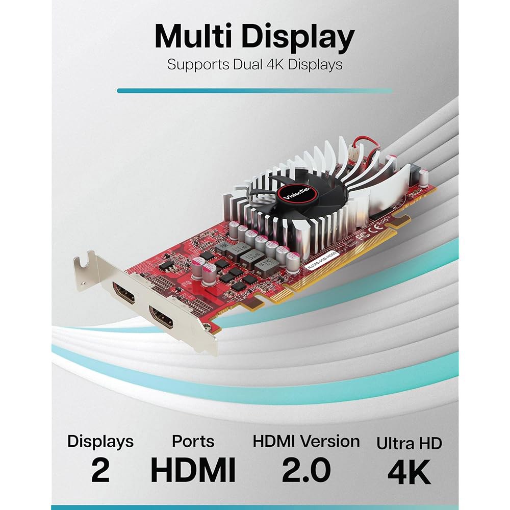 비전텍 AMD 라데온 RX 560 2M SFF 싱글 팬 4GB GDDR5 PCIE 3.0 그래픽 카드 4GB Radeon RX 550 - 2x DP - 상세 이미지 3