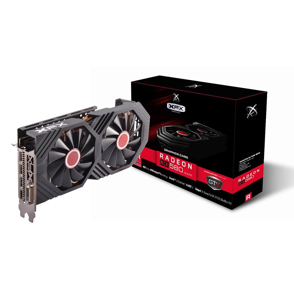XFX 라데온 RX 580 GTS XXX 에디션 1386MHz OC+, 8GB GDDR5, VR 레디, 듀얼 BIOS, 3xDP HDMI DVI, AMD 그래픽 카드(RX-580P - 상품 이미지
