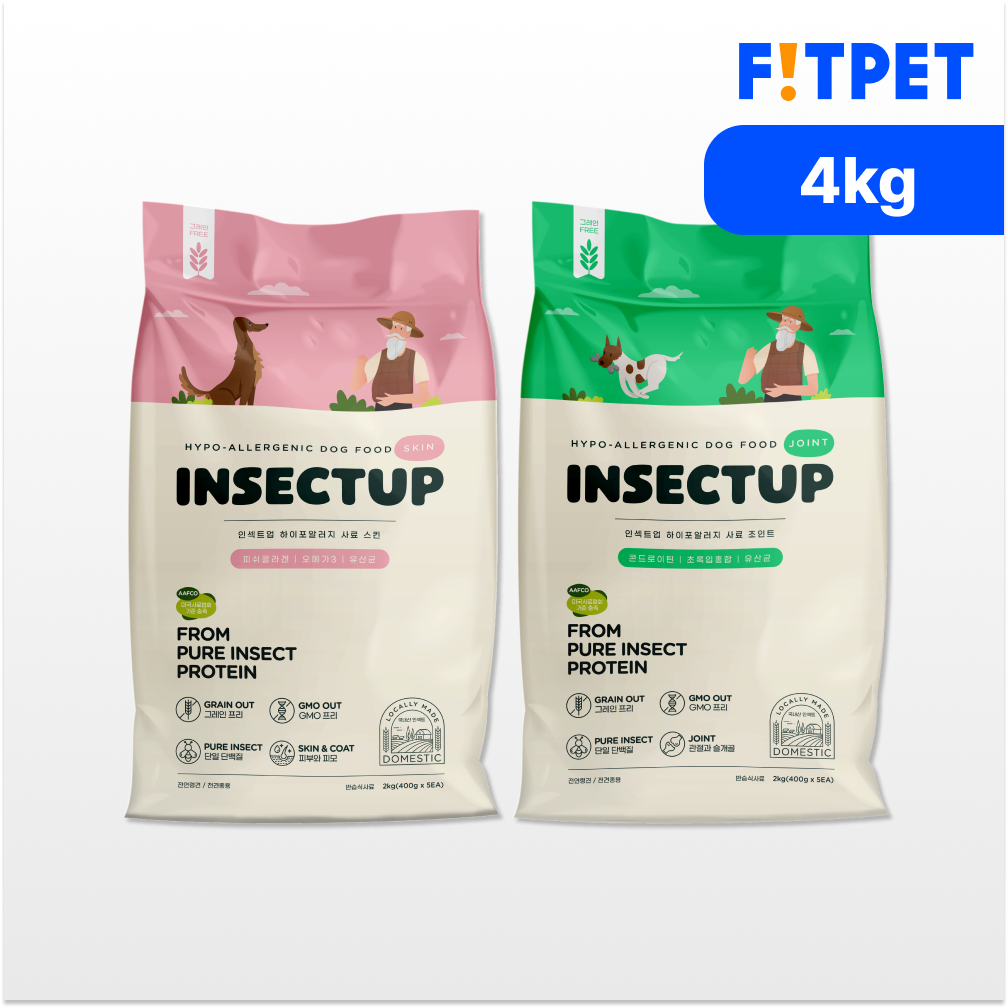 인섹트업 강아지 사료 눈물 피부 알러지 애견 반습식 그레인프리 곤충사료, 4kg - 상품 이미지