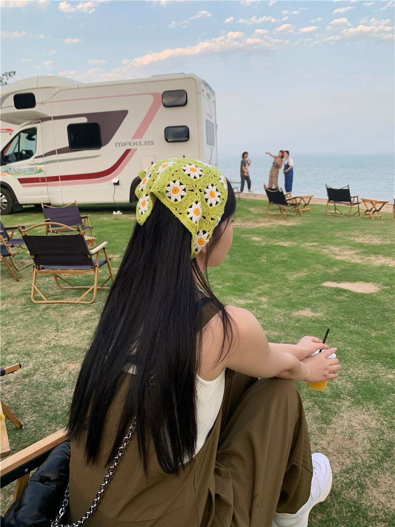 헤어 머리띠 두건 여성용 복고풍 스카프 뜨개질 M440 프룻그린 M 56-58cm - 상세 이미지 3