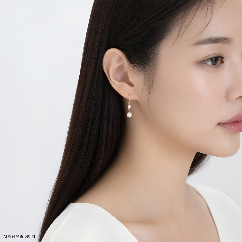 14k 더블 진주 후크 귀걸이 OPPE0189 - 상세 이미지 4