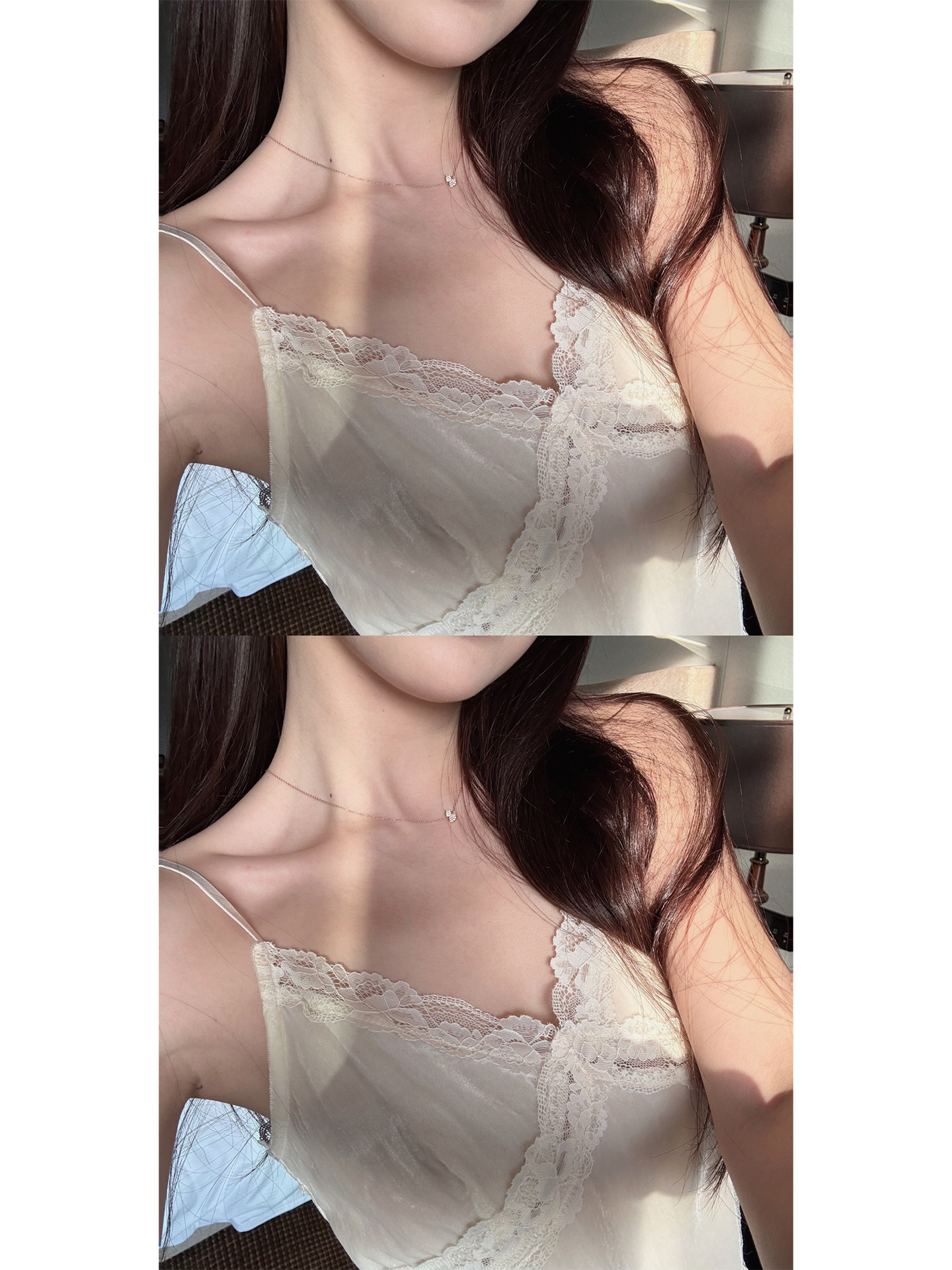 Here 레이스나시 레이어드 벨벳 캐미솔 - 상세 이미지 5