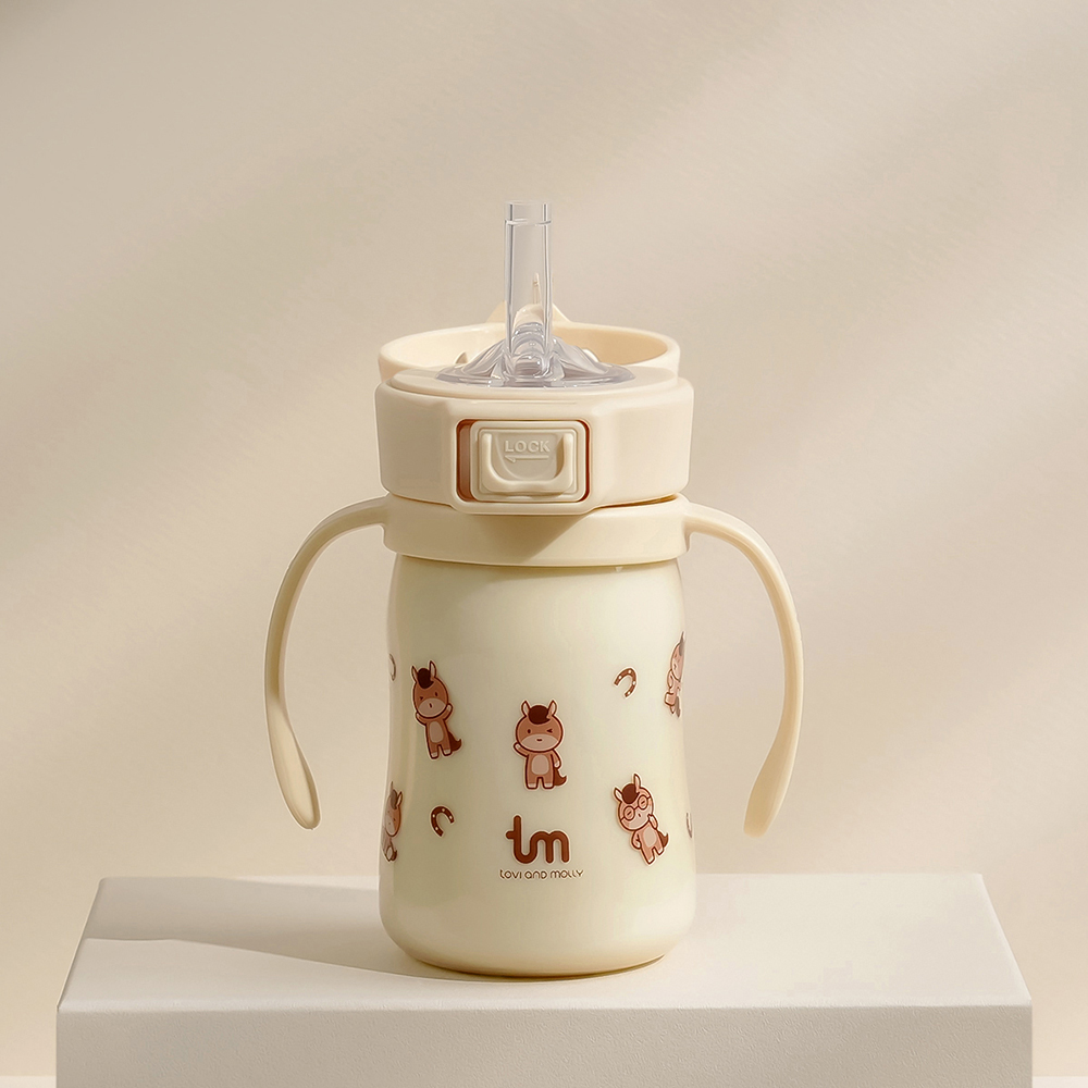 [토비앤몰리] 마리 새지 않는 아기 유아 어린이집 원터치락 빨대컵 180ml 280ml 이미지 6